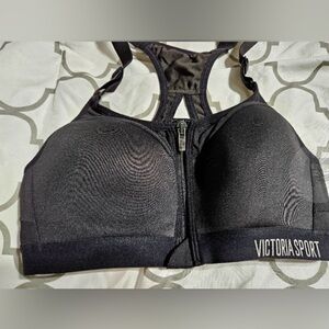 NWOT Victoria's Secret Black Sports Bra FRONT ZIP